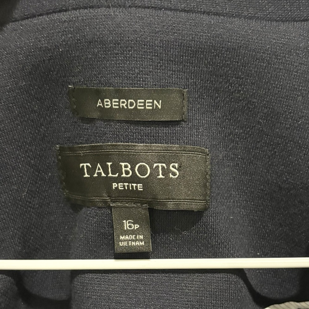 Talbots Aberdeen Blazer Jacket Plus Petite 16 Navy Blue Knit Academia Career - Picture 3 of 9